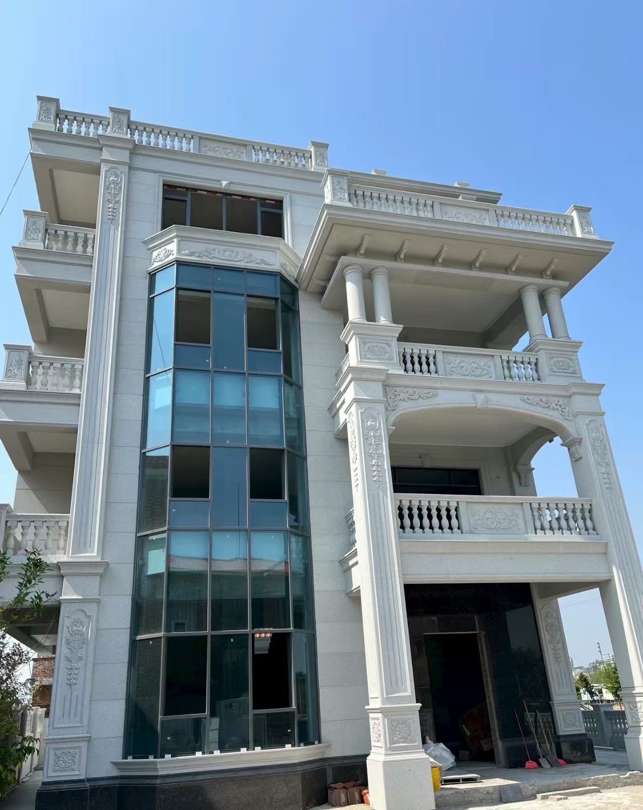 武汉 芝麻白花岗岩别墅外墙干挂效果展示